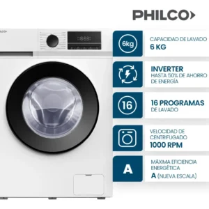 LAVARROPAS PHILCO 6KG 1000 RPM BLANCO